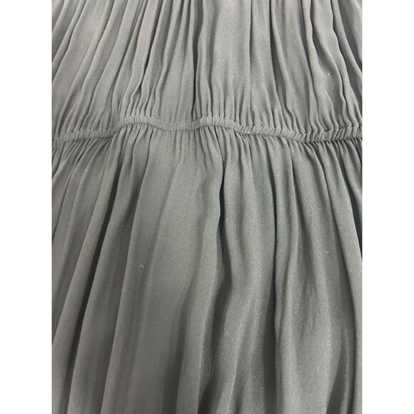 YFB Dress M Black Maxi Tiered Ruched Straps Party Cocktail V-Neck Keyhole Lined - Picture 15 of 16